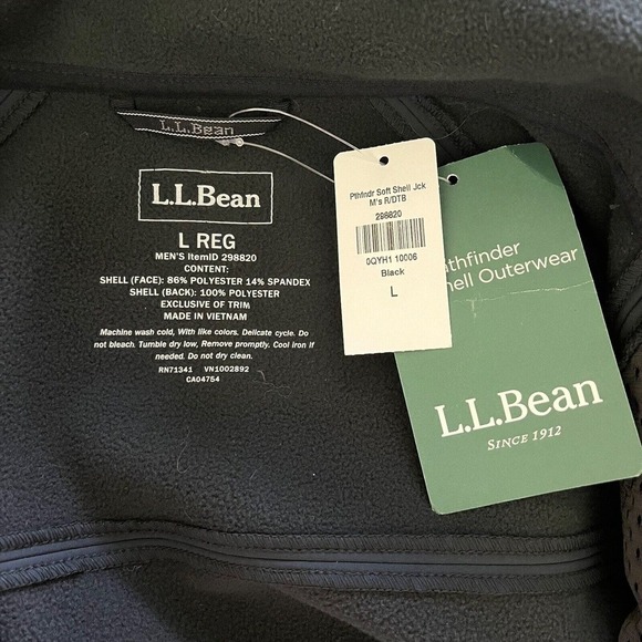 LL Bean Pathfinder Softshell Jacket Men's Large Black NWT Outerwear Coat - Picture 3 of 6